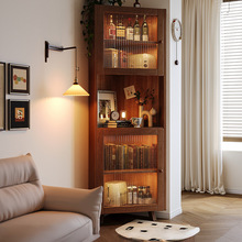 实木角柜转角置物架客厅一体靠墙边三角柜家用卧室收纳柜拐角书柜