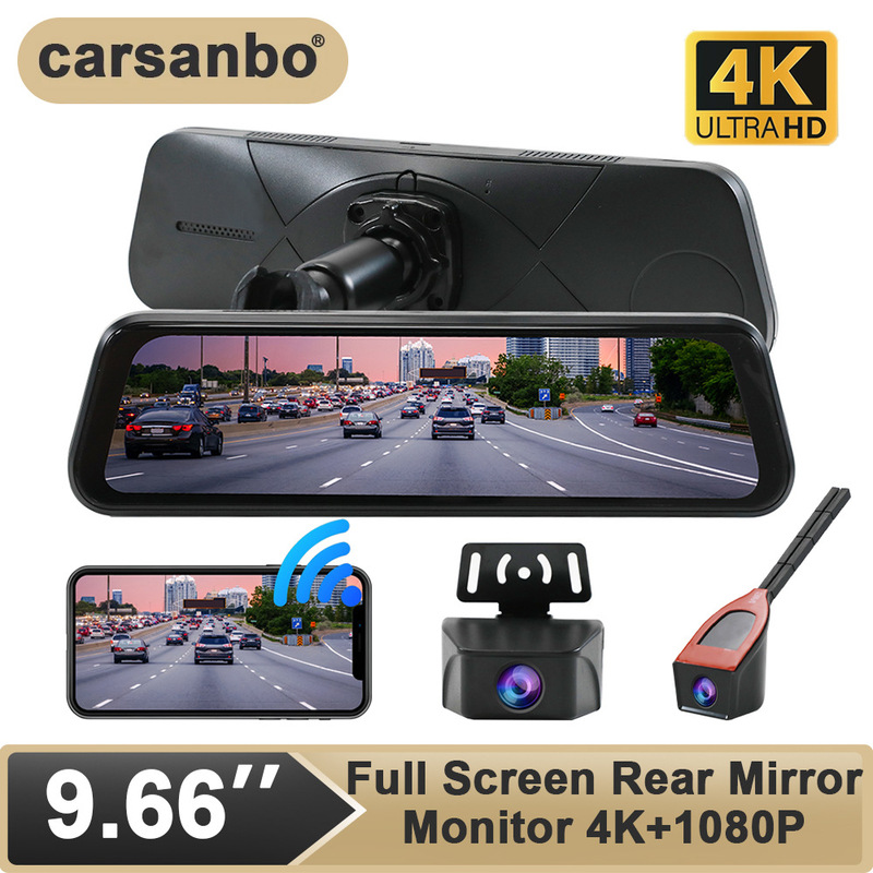 9.6inch Streaming Full-Screen Driving Recorder 4K High-Definition Night Vision Front and Rear Dual Recording Reversing Image Parking Monitoring