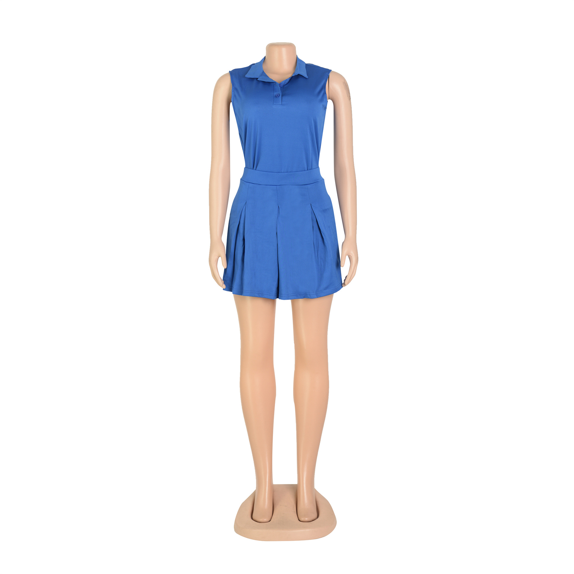 Women Clothing Short Skirt Two Piece Sleeveless Vest Suit Summer Polo Shirt