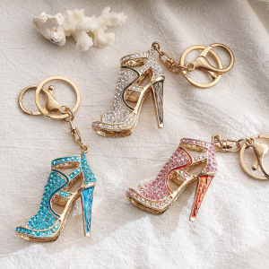 Commodity in Europe and the shoes pendant diamond-encrusted heels metal key chain wholesale creative gift pendant