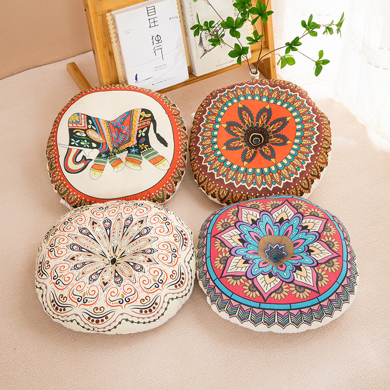 Cotton and Linen Round Chair Cushion Breathable Home Use Bohemian Style Double-Sided Balcony Bay Window Tatami Floor Mat Cotton and Linen Round Chair Cushion Breathable Home Use Bohemian Style Double-Sided Balcony Bay Window Tatami Floor Mat