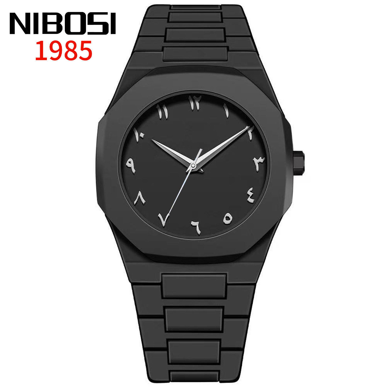 NIBOSI高级感男士手表批发防水时尚腕表塑料手表跨境爆款石英男表