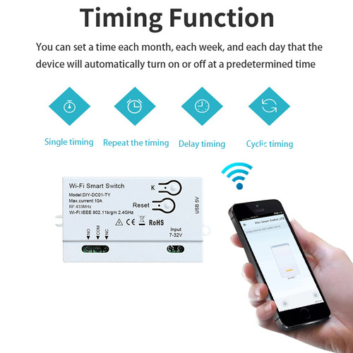 Doodle WiFi RF RF single channel 5V 12V on-off switch module momentary self-locking remote voice control Alexa
