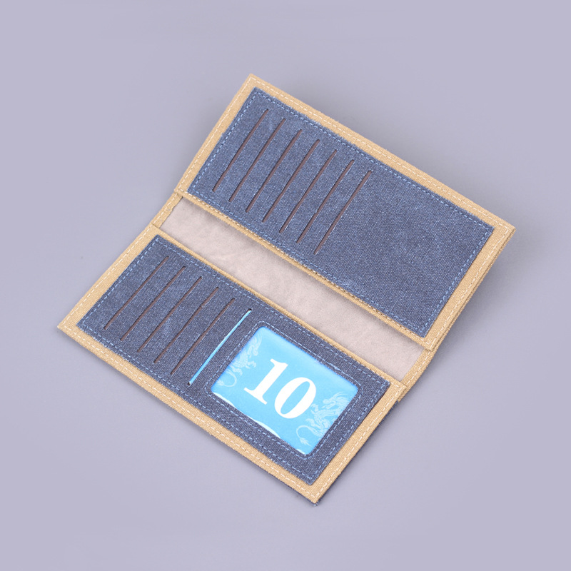 Nueva cartera de lona de hombre larga cartera de denim cartera de tarjeta de hombre cartera de cuero multicapa bolsa de traje para hombres