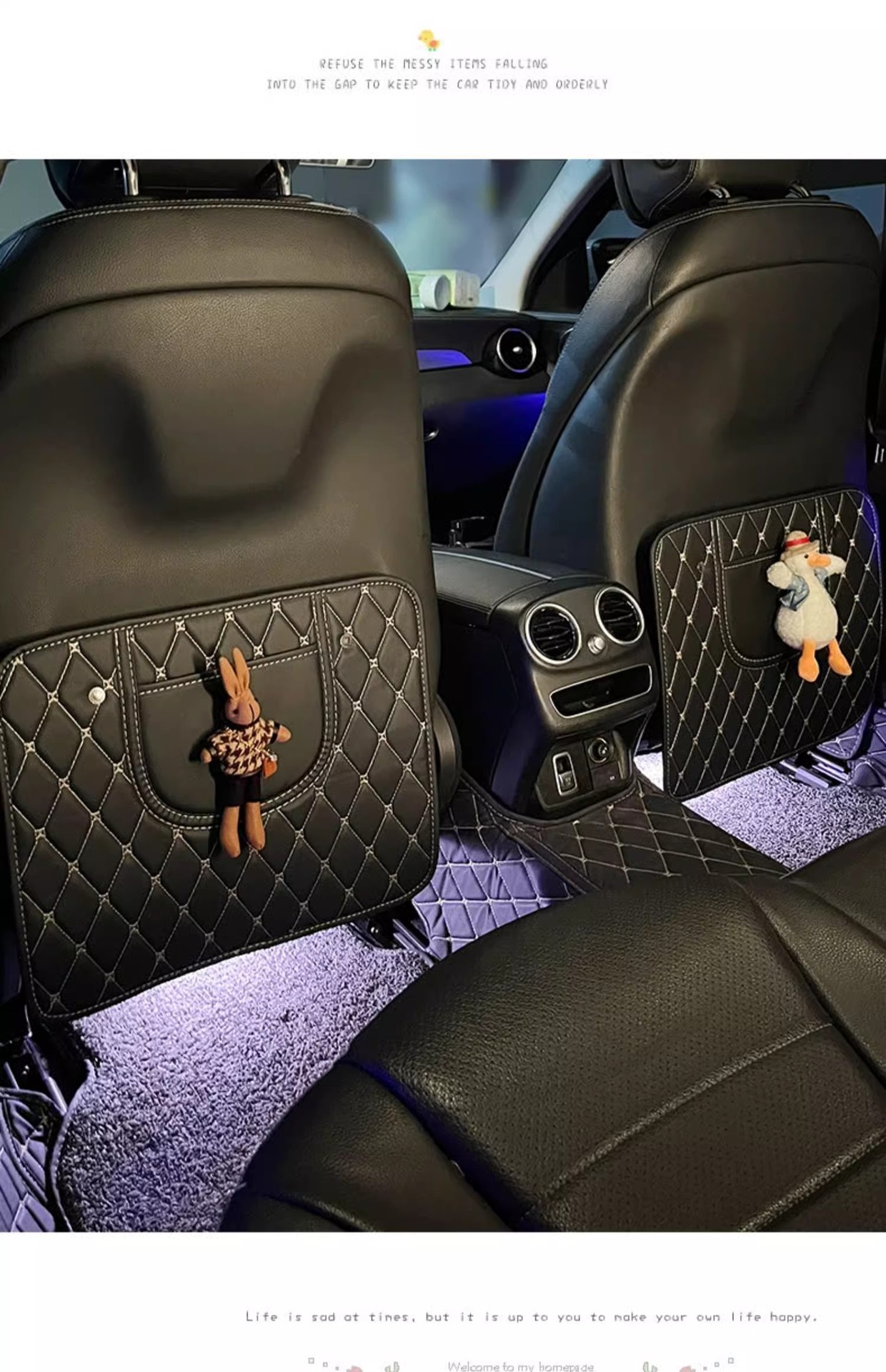 Car Anti-kick Pad, Rear Seat Storage, Cartoon Cute Car Kidsren's Protective Pad, Anti-dirty and Anti-wear Car Goodies