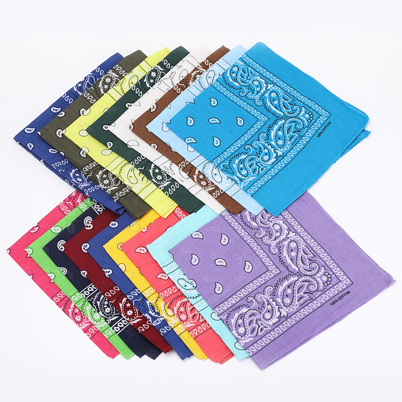 European and American Cross-border Retro Printed Triangle Scarf Polyester Cashew Flower Amoeba Square Paisley Street Dance Polyester Small Scarf