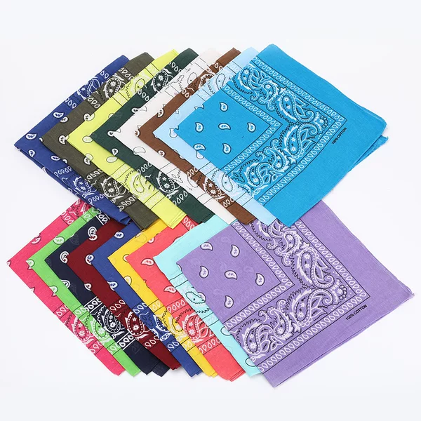 European and American Cross-border Retro Printed Triangle Scarf Polyester Cashew Flower Amoeba Square Paisley Street Dance Polyester Small Scarf
