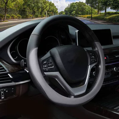 Steering wheel cover Carbon Fiber Leather Anti-Slip Wear-Resistant - grey-38cm