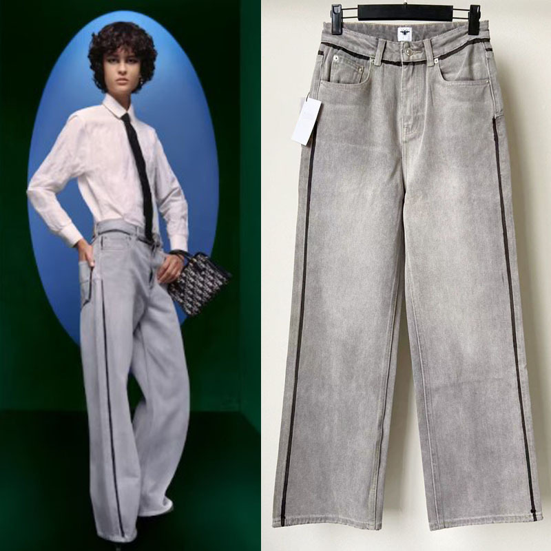 Spring and Summer New Style D Brand Super Cool Heavy Handmade Painted Jeans Super Versatile Slimming Women's Casual Straight-Leg Jeans