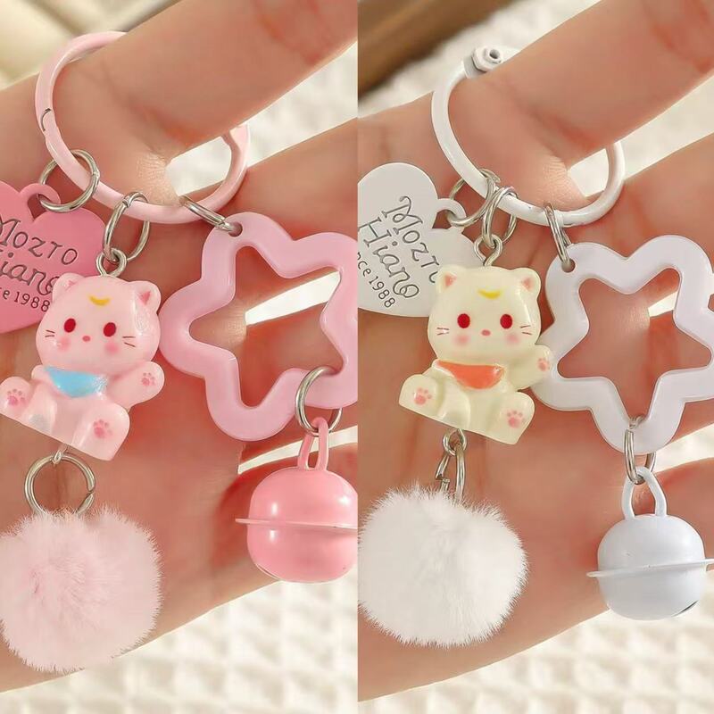 Cat Bell Keychain Cute Cartoon Student Girl Bag Accessories School Bag Pendant Jewelry Best Friend Gift Cat Bell Keychain Cute Cartoon Student Girl Bag Accessories School Bag Pendant Jewelry Best Friend Gift