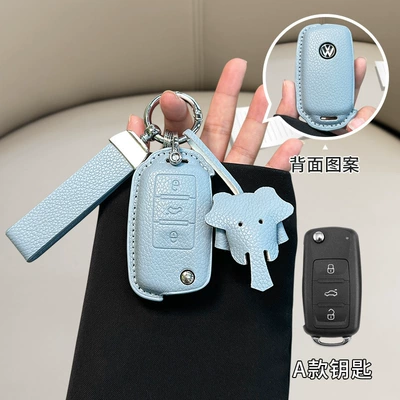 for Volkswagen Sagitar Key Set: Car key bag - standard-volkswagen-model-a-linen-blue-matching-belt-dumbo