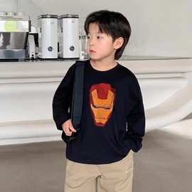 翻转亮片童装秋季纯棉短袖长袖T恤中大男童双色珠衣服中小童