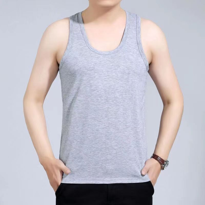 Middle-aged and Elderly Pure Cotton Underwear Men's Vest Summer Large Size Hurdle Loose White Bottoming Sweatshirt for Old People's Dad Clothes