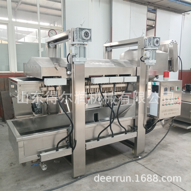 湖南糯米锅巴油炸机 膨化虾条油炸生产线 滚筒调味 304不锈钢材质