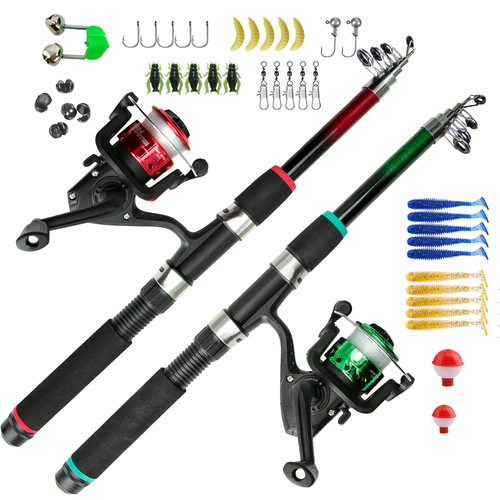 Spinning Rod Complete Beginner Long Distance Set Glass Fiber Fishing Rod Fishing Bait Hook Line Fishing Tackle Cross-border Wholesale