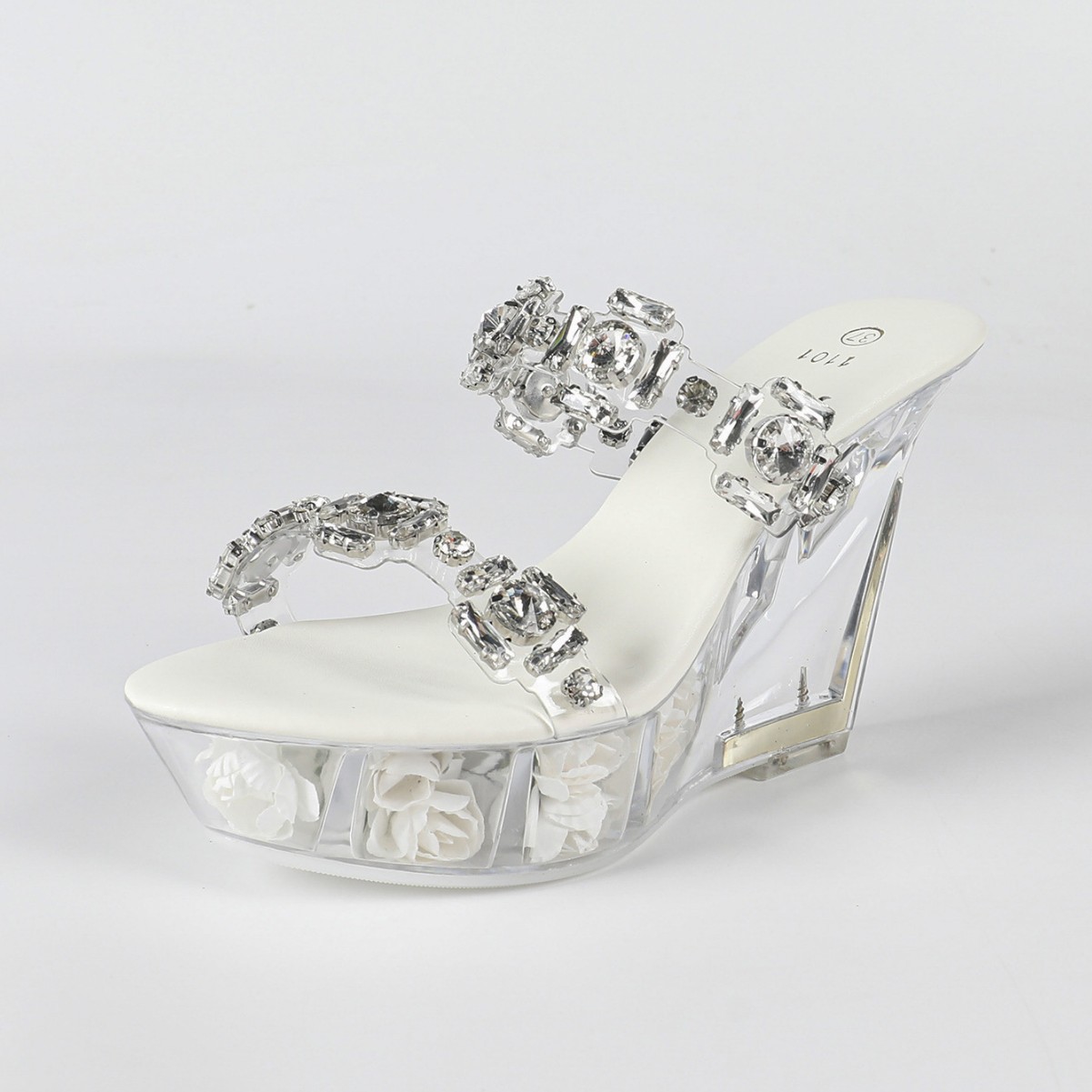 Ciabatte donna con zeppa e strass scarpe da pole dance cristallo_voghion.com