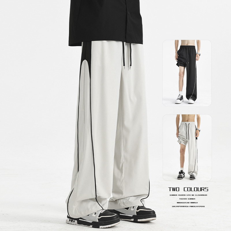 Douyin/Spliced ​​Ice Silk Paratrooper Pants Cargo Pants Sports Pants Men's Straight Pants Hk9617-P33