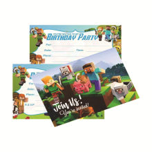 跨境热销像素化视频游戏派对邀请函生日派对用品装饰迷你世界贺卡