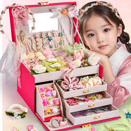 儿童发饰收纳盒女孩宝宝女童发夹饰品皮筋头饰发卡梳妆头绳首饰盒