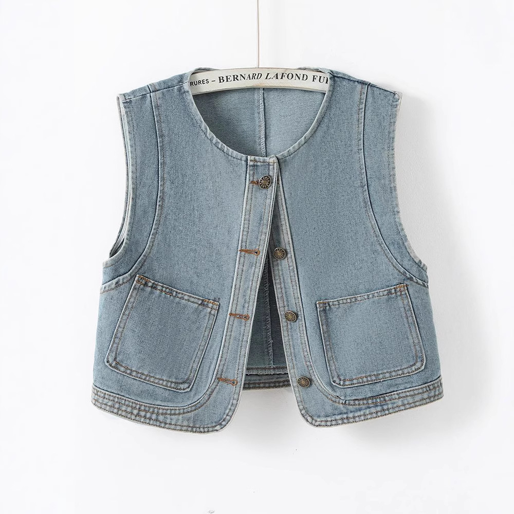 Relaxed Loose Denim Vest for Women 2025 New Summer Short Style Versatile Layered Sleeveless Vest for Small People