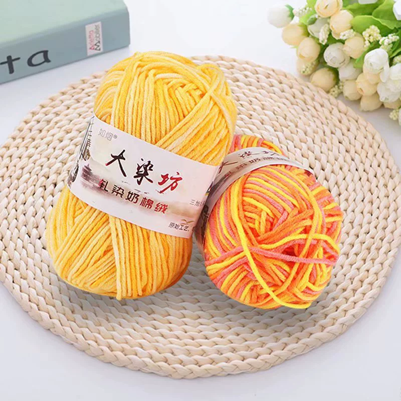 5-нить молочный хлопок сегмент цвет dyed fancy нитка радуга молочный хлопок пряжа сегмент окрашенная пряжа оптовая радужная градиент