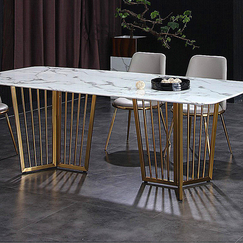 Mesa de comedor de mármol de Wal-Mart de exportación de lujo ligero y de alta calidad Mesa de comedor de mármol moderna