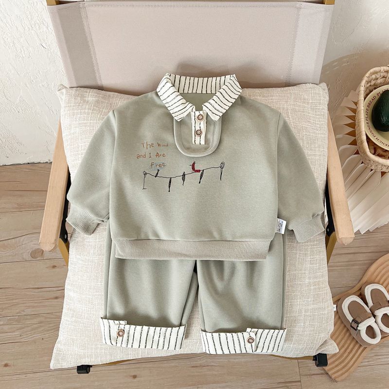 106059819@qq.com Conjunto Infantil Masculino de Manga Comprida, Estilo Novo, para Crianças e Bebês, Conjunto Elegante de Duas Peças para Passeios na Primavera, Fofo_voghion.com