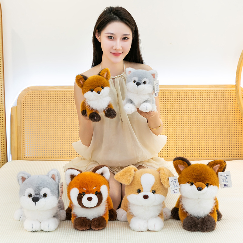 Simulación transfronteriza de muñecas de perros de pastoreo fronterizo, zorro, oso, comercio exterior, juguetes de peluche para niños, almohadas, muñecas de tela de alta calidad