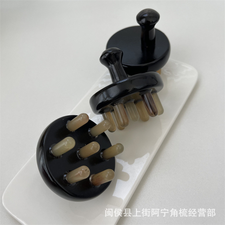 Yak Horn Comb Seven-Pin Scalp Massage Comb Portable Acupoint Head Grooming Tool overview