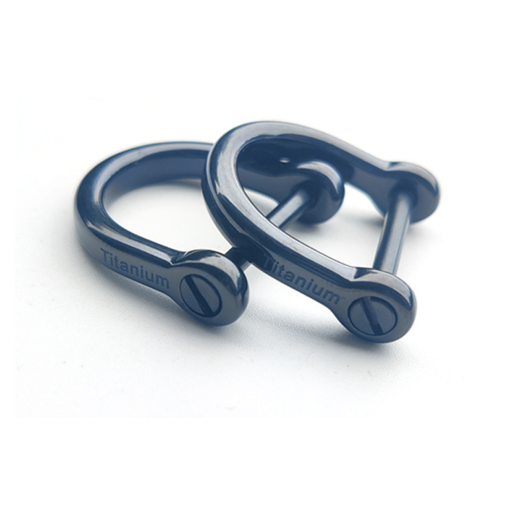 (2개) 티타늄 합금 키 체인 D 형 말굽 버클 순수 티타늄 자동차 키 체인 활동 나사 D 버클 새해 DIY 액세서리