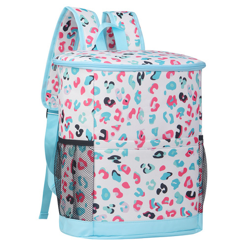 American-style outdoor ice bag, water leopard print dual shoulder insulated picnic bag, portable refrigerated red wine ice pack backpack