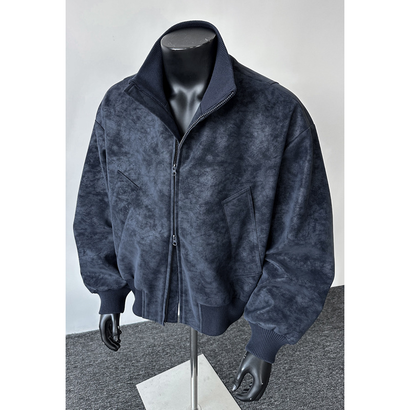 Tie-Dye Leather For Men, Spring And Autumn, American Retro Style, Trendy, Plus Size, Loose Fit, Casual, Stylish,_voghion.com