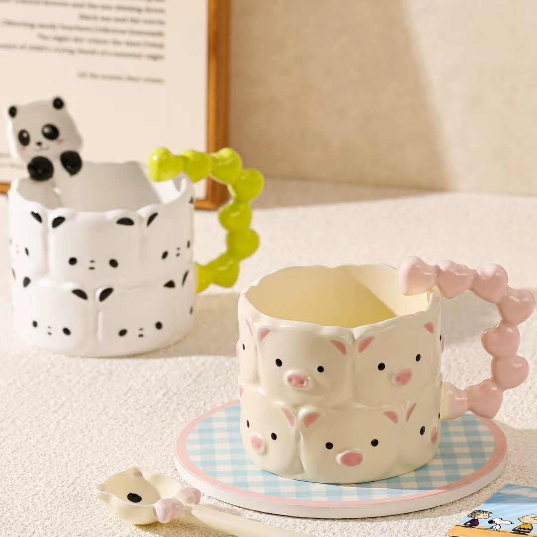 Cute cute pet cartoon mug high-looking office water cup coffee cup couple breakfast cup