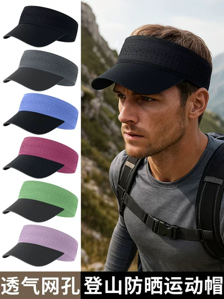Sunshade Hat for Marathon Running with Widened Sports Headband, High Elasticity, Quick-Drying, Sun Protection, Open-Top Hat with Soft Brim