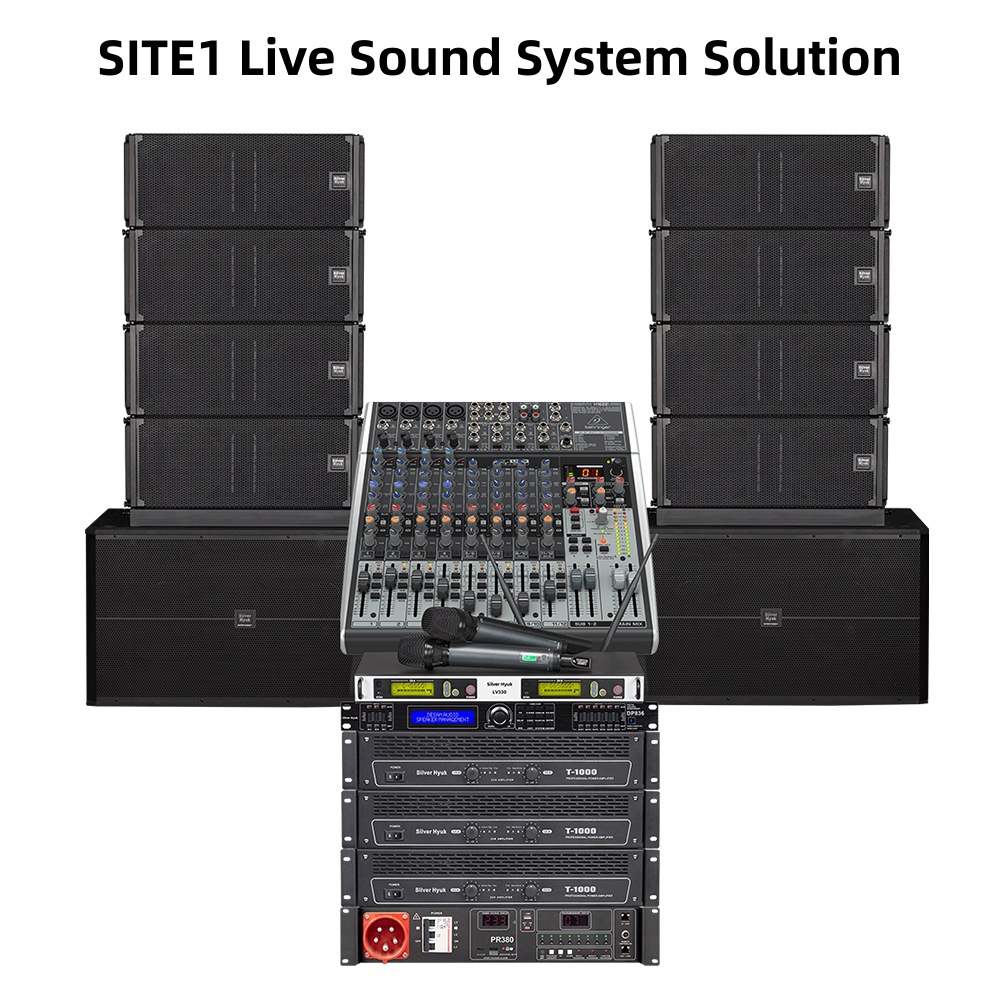Sistema de Audio de Alta Gama para Actuaciones al Aire Libre a Gran Escala, Conjunto Completo de Sistema de Sonido Line Array para Escenarios, Bares e Iglesias