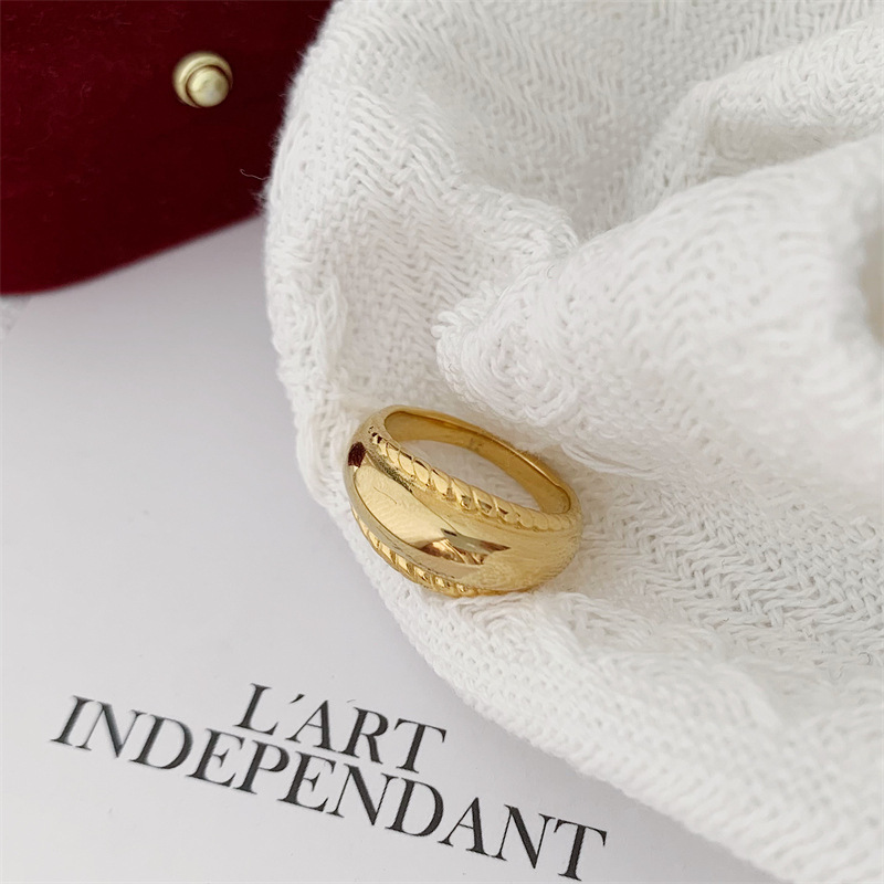 10g Weight Gold Plated Plating Material Rings Classification 1 Piece Quantity Holiday, Daily Occasion Stainless Steel Material Solid Color Pattern Women's Gender Plating Design Simple Style, Commute Style Simple Style Commute Solid Color Stainless Steel Plating Gold Plated Rings 7