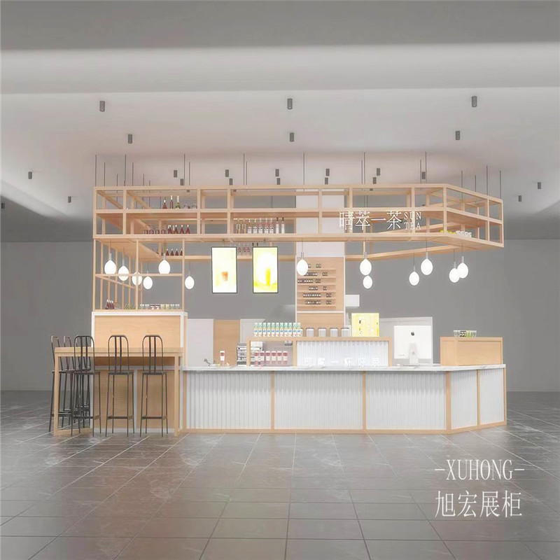 广州厂家定制奶茶店吧台 接待台公司前台甜品店用的面包展示架