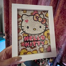 手工diy贴钻满钻凯蒂猫粉色卡通钻石贴画kt猫画hellokitty钻石画