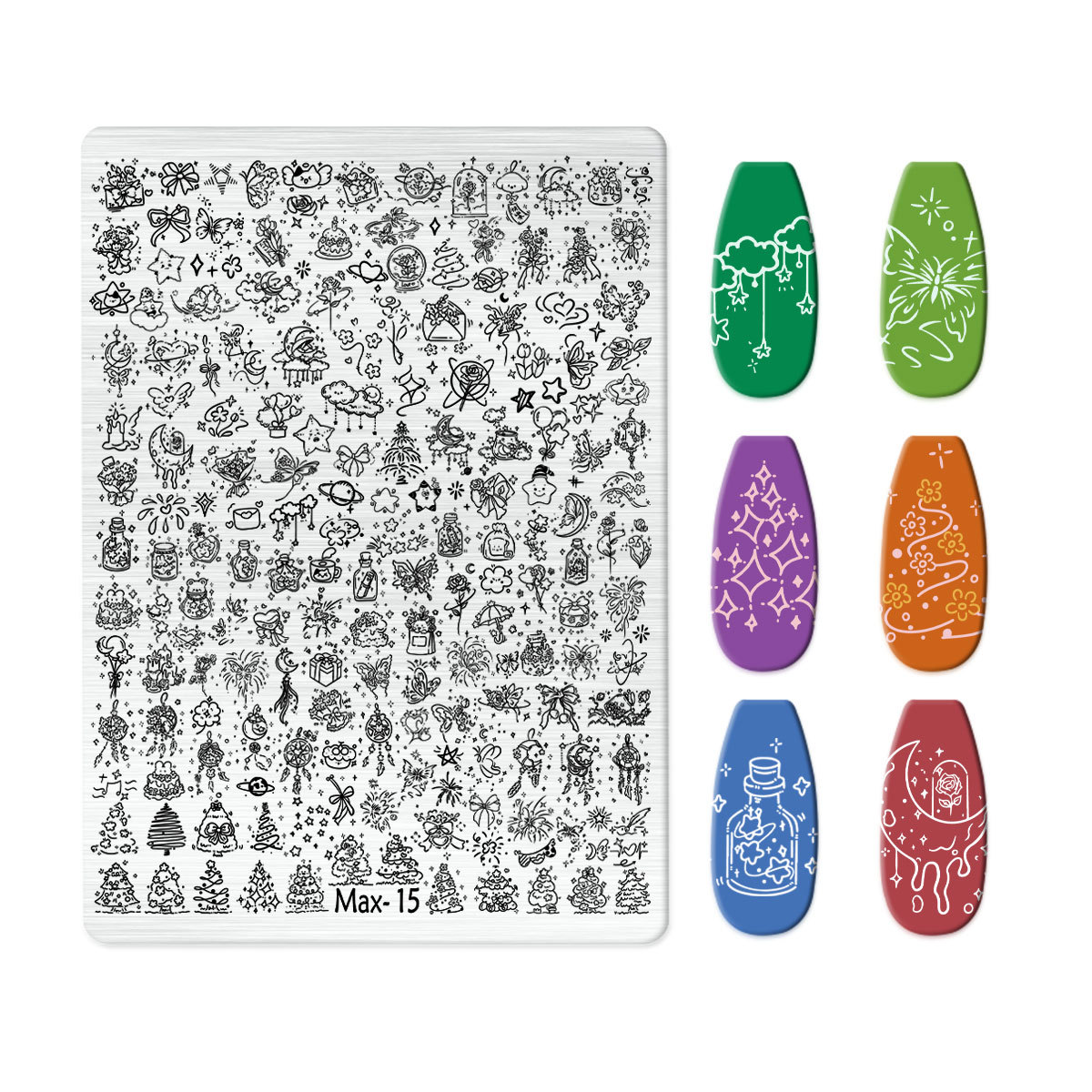 Explosions Super Large Nail Art Egg Plate Nail Art Steel Plate New Technology Cute Nail Art Bow Frosted with Back Plate