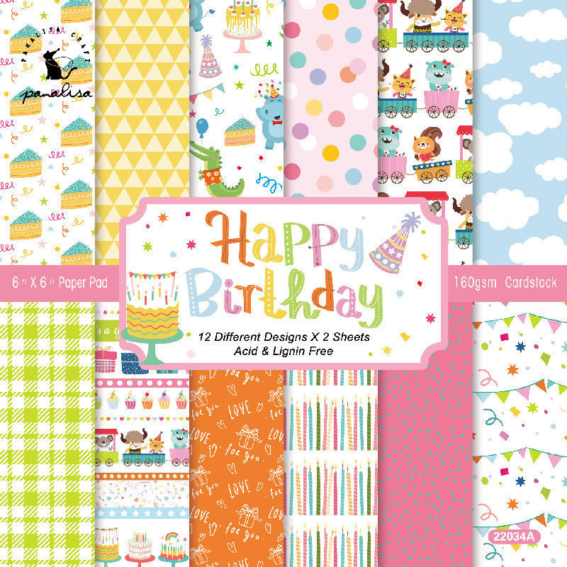 ♔ DIYフォトアルバムスクラップブック紙ハンドブック素材紙12枚半分背景紙6inchパターン紙|undefined
