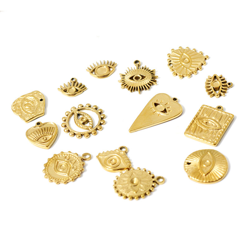 13g Weight DIY Jewelry Accessories Classification 1 Piece Quantity Stainless Steel Material Eye Pattern Plating Design Fashion Style 1 Piece Stainless Steel Eye 10