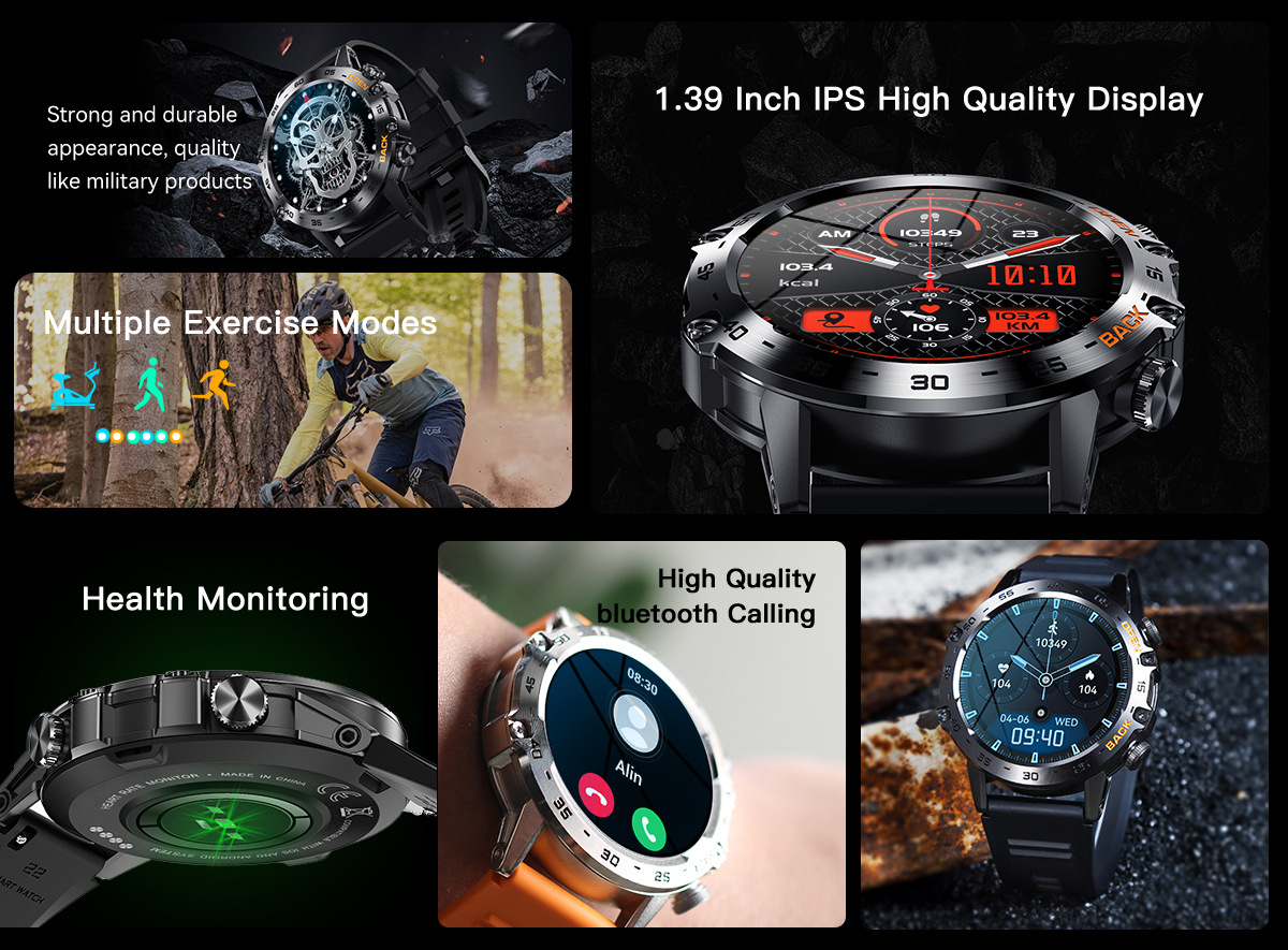 K52 Cross-border New Bluetooth call, over 100+ watch faces, sports mode, three-proof outdoor sports bracelet undefined