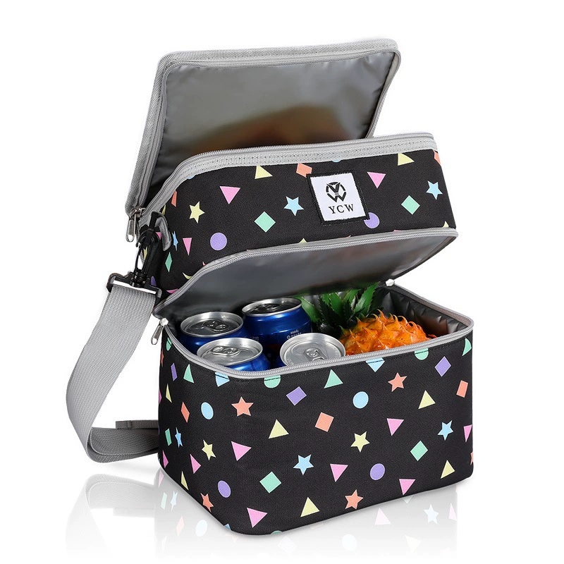 Double-layer capacious travel thermal bag, lunch box bag