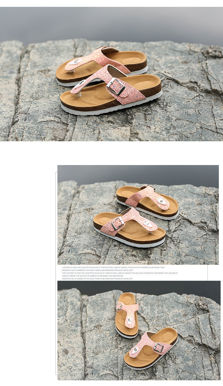New large-sized women's sandals for foreign trade, colorful ice crystal water diamond cork slippers, Korean-style fashionable herd-shaped slippers for women Specification drawing