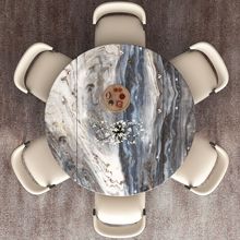 意式微晶石高端餐桌家用可旋转伸缩折叠圆桌家用圆形可伸缩两用桌