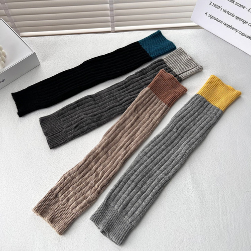 Sheep velvet contrasting color stitching socks for women's leg covers pile socks autumn and winter knitted warm socks calf socks