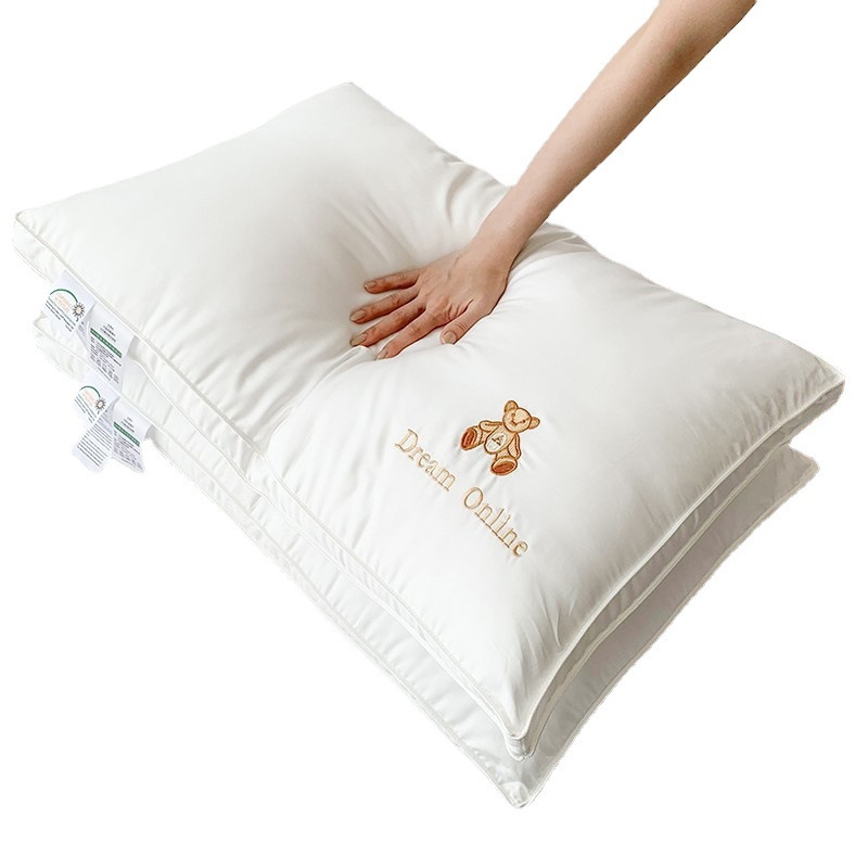 枕純綿大豆繊維枕a類60本の長綿プラチナ熊刺繍ホテル枕芯卸売り