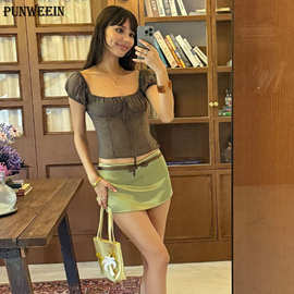 新款低腰短裙女法式复古ins防走光包臀迷你半身裙女装裙子