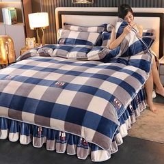 New Style Golden Mink Print Four-Piece Set Coral Velvet Milk Velvet Four-Piece Set Foreign Trade Cross-Border Live Stream Four-Piece Set