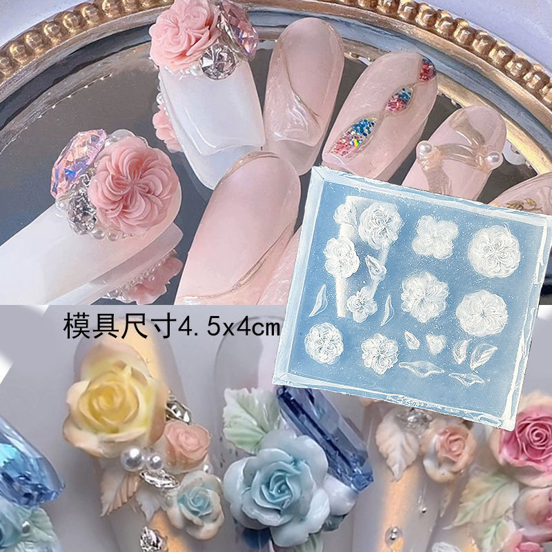 多款繁花花卉美甲装饰DIY高透模具滴胶雕花胶装饰模彩带铃兰花模|undefined